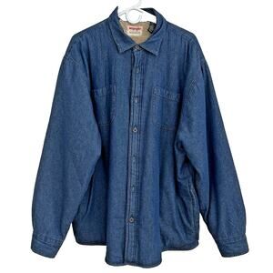 Vintage Wrangler Authentic Mens Long Sleeve Denim Sherpa Lined Shirt Jacket XL
